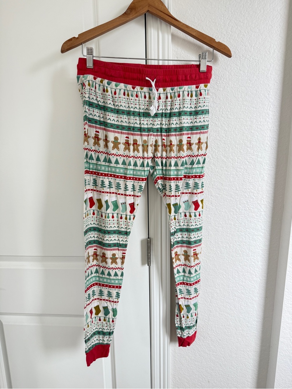 Little Sleepies Red and White Gingerbread Fair isle Christmas Pajama bottoms